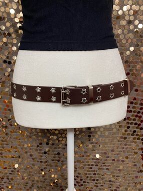 Brown belt with silver accents #308
